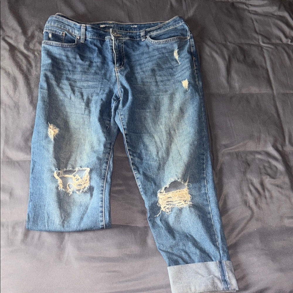 INC International Concepts Blue Distressed Jeans
